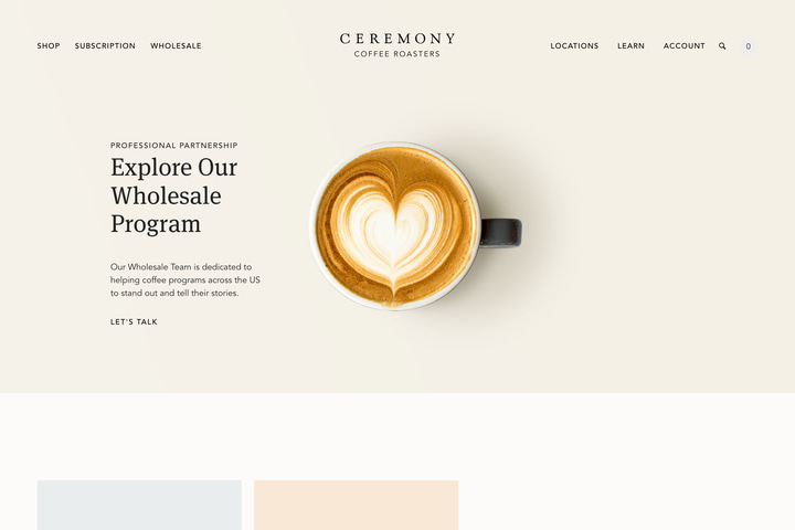 Ceremony Coffee Roasters website preview
